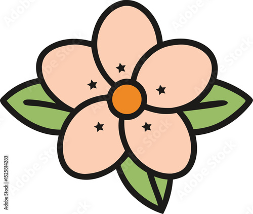Minimal Waxflower Icon Black Outline on White Background – Simple Floral Line Art