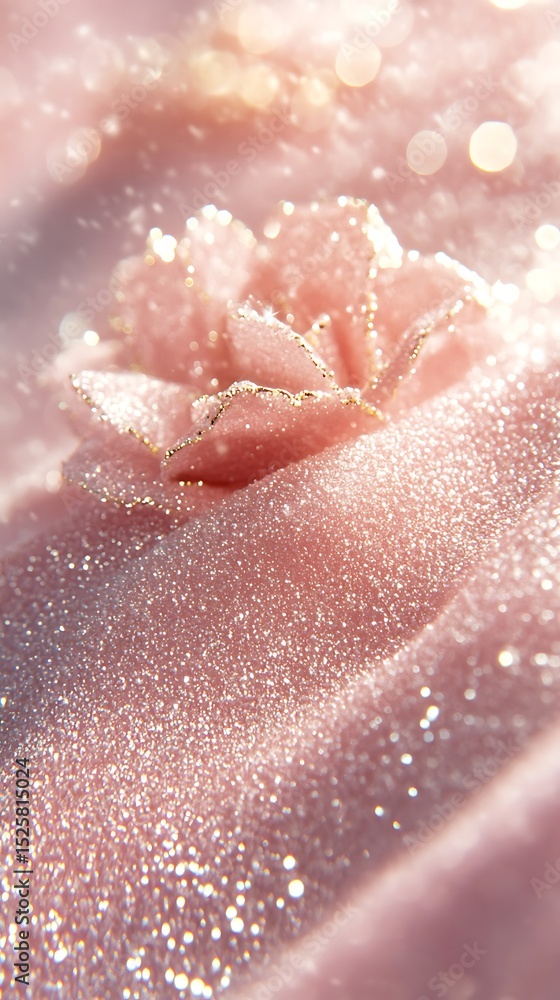Fototapeta premium Delicate Pink Rose, Sparkling Fabric