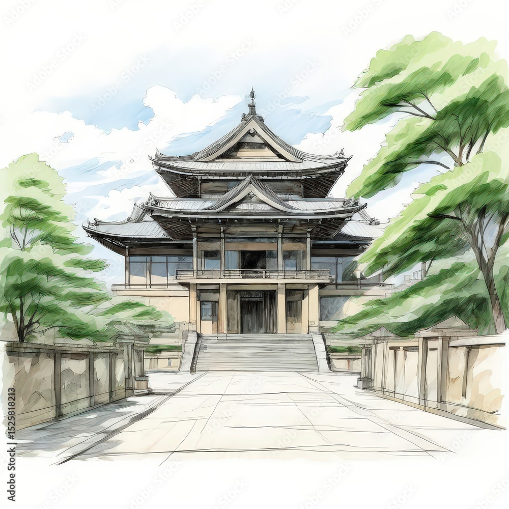 the AI Image Generator, Traditional Japanese Temple Surrounded by Trees the AI Image Generator, Traditional Japanese Temple Surrounded by Trees