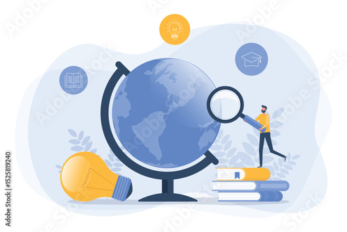 business research analysis. online education and E-learning concept. flat vector illustration