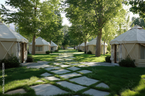 Wallpaper Mural luxury glamping campsite with canvas tents in a forest park Torontodigital.ca