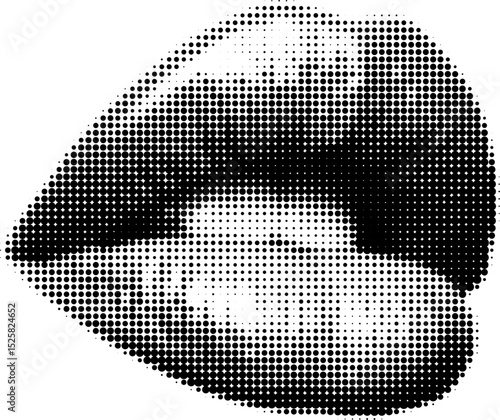 Half-tone vector of slightly parted lips showing upper teeth, 3/4 pose