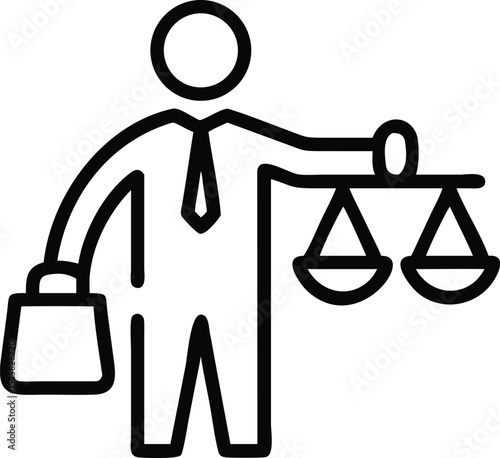 Silhouette design depicting an attorney with briefcase and scales of justice for law firms