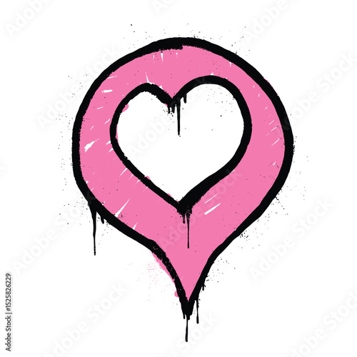 Love's Mark: A vibrant, graffiti-style heart, dripping with emotion, symbolizing the raw, uninhibited essence of love and affection. A powerful visual for expressions of affection.