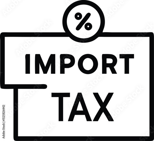 Silhouette design of a crate with percentage symbol indicating import tax or duty