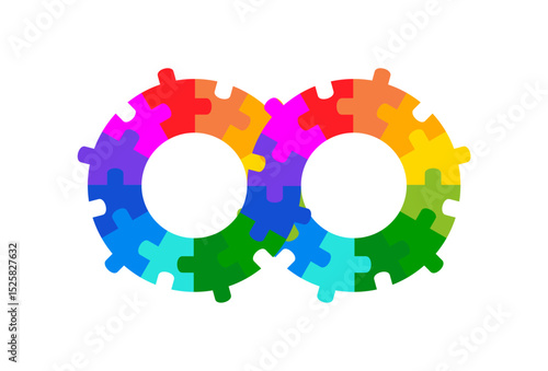 Infinity symbol colorful puzzle design. Vector isolated on white background.	
