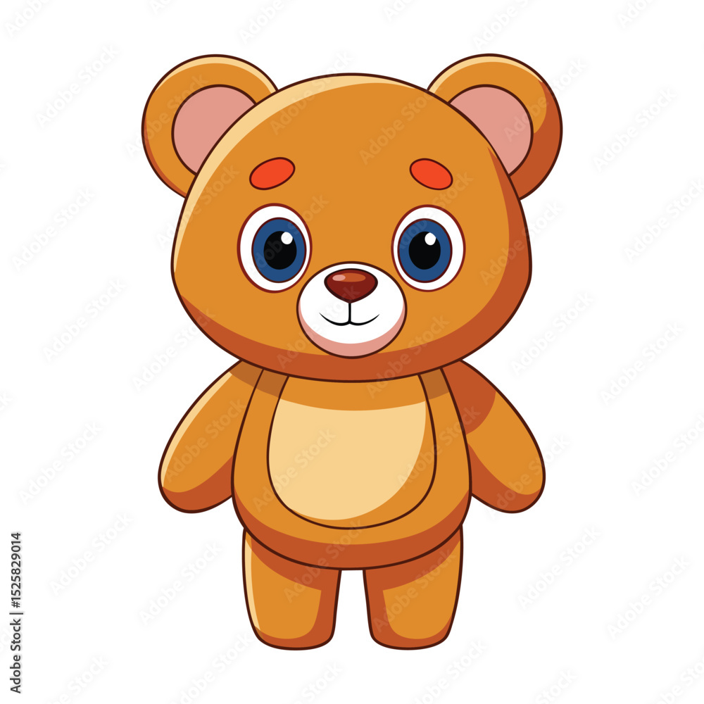 Fototapeta premium Adorable cartoon brown teddy bear illustration