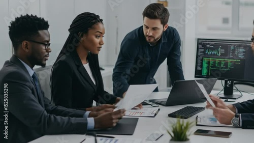 Wallpaper Mural Business people in a meeting reviewing documents Torontodigital.ca