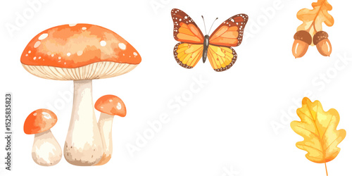 Bright red mushroom isolated on white background