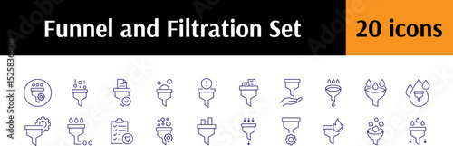 Collection of Signs of Filter Drawn with Thin Line for Graphics, Cards, Web Sites, Apps