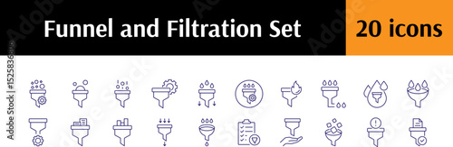 Collection of Signs of Filter Drawn with Thin Line for Graphics, Cards, Web Sites, Apps