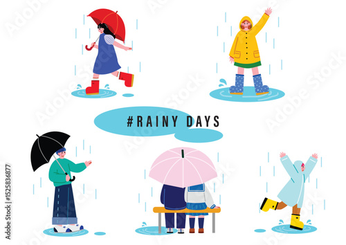 梅雨を楽しむ人たち