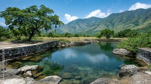 Wallpaper Mural Clear water pool surrounded by mountains and lush greenery. Torontodigital.ca