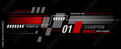 Racing background. Racing sport background design. Car stripes. Speed line sticker design. Graphic sport decal element. Automobile decoration. Racing design with title typography