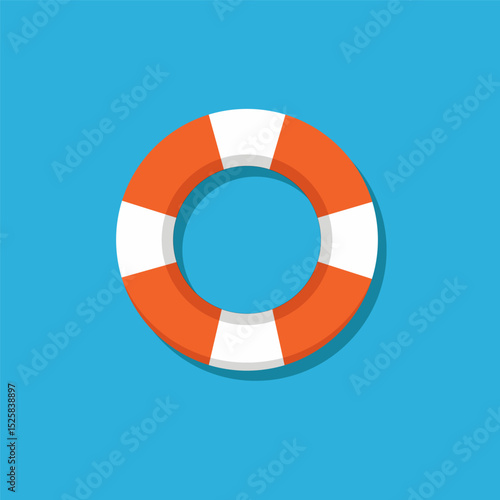 lifebuoy with blue background. Summer beach concept