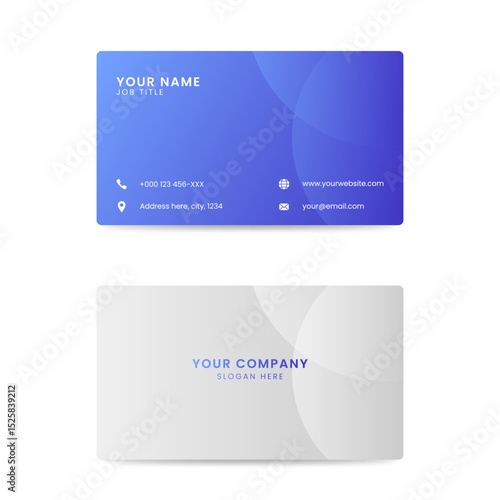 Minimalist Blue Business Card Template with Clean Layout and Contact Icons