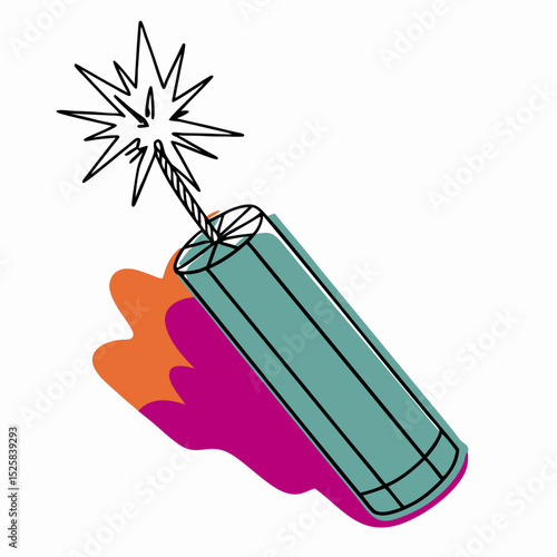 Cartoon Dynamite Stick Exploding Illustration