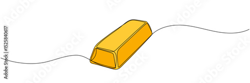 Golden bar or bullion continuous one line drawing vector illustration. Saving or storage of finances, money, capital, gold. Editable stroke