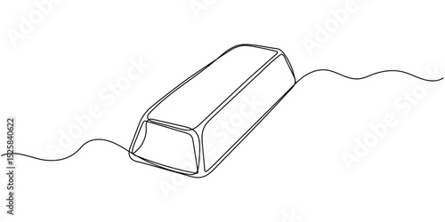 Golden bar or bullion continuous one line drawing vector illustration. Saving or storage of finances, money, capital, gold. Editable stroke