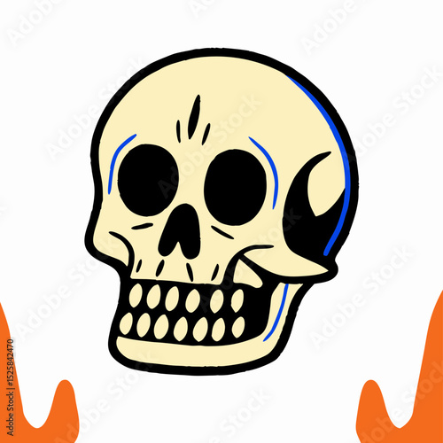 Traditional Tattoo Style Skull Illustration
