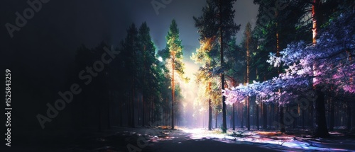 Wallpaper Mural A fantastical forest bathed in vibrant light Torontodigital.ca