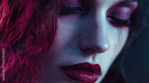 Enigmatic beauty portrait with dramatic makeup and artistic expression