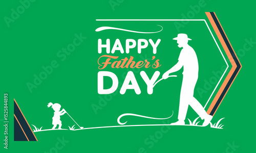 Happy Father’s Day greeting card vector illustration with loving dad and child.

