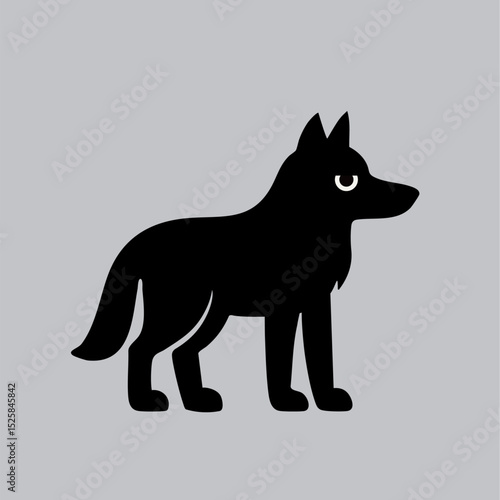Handsome vector wolf with big eyes, simple design, great for kids' projects and decor.