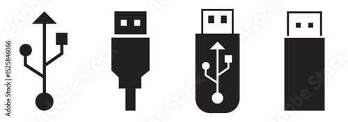 Usb icon set illustration. Flash disk sign and symbol. flash drive sign.