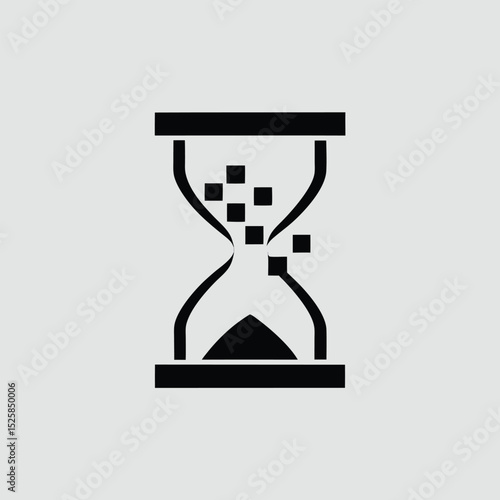 Digital hourglass time and data flow icon