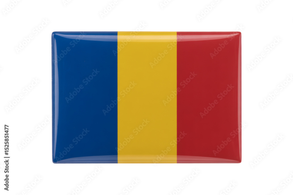Fototapeta premium Romania Glossy Flag Pin Badge - A High-Quality Collectible Souvenir or Patriotic Accessory