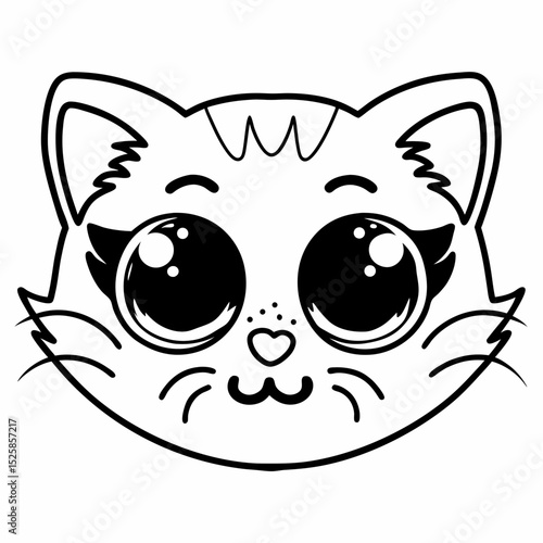 Adorable cartoon cat head isolated transparent background