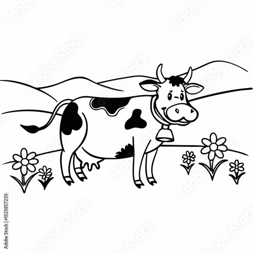 Adorable cartoon cow isolated on white background