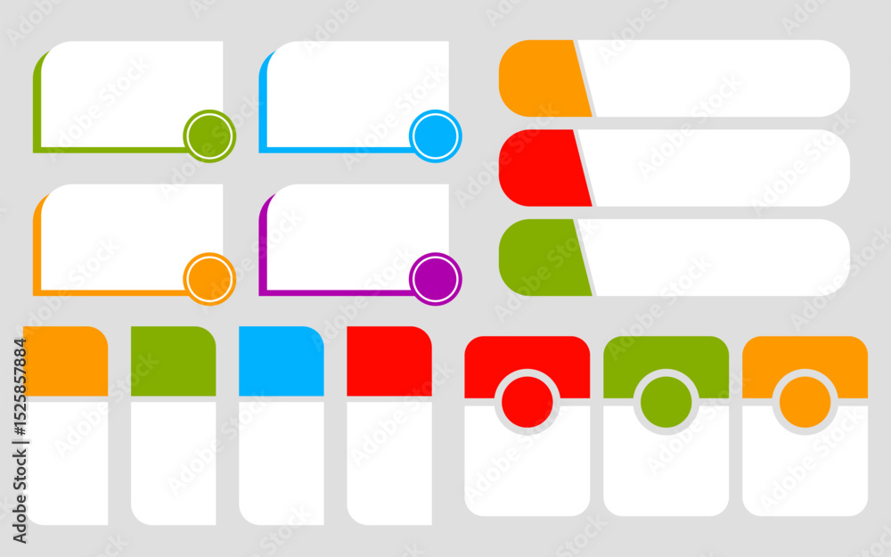 Obraz premium Infographic various colorful blank frames with circles for business promotion.