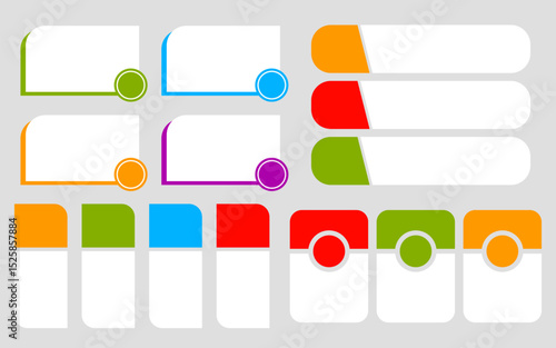 Infographic  various colorful blank frames with circles for business promotion.