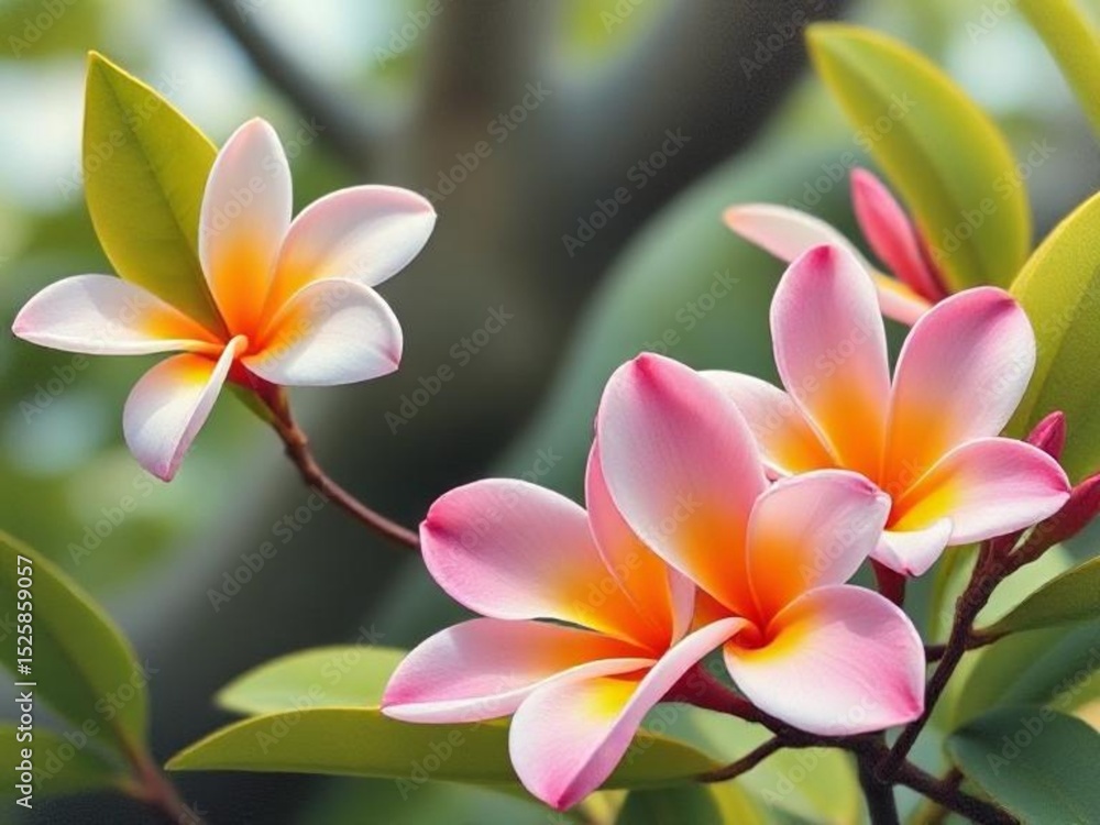 Naklejka premium Stillness in Bloom: A Touch of Plumeria
