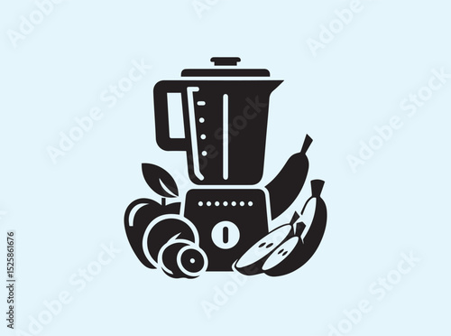 Juice Making Concept Blender Filled with Produce Silhouette