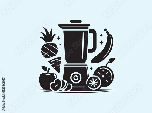 Juice Maker Blender Pitcher with Produce Silhouette Illustration