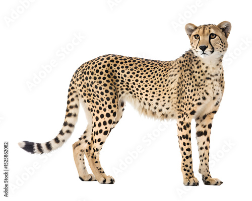 cheetah standing full body on white background