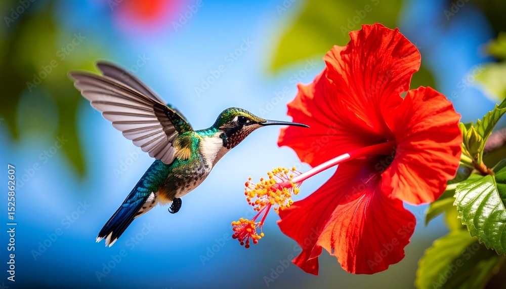 Fototapeta premium Hummingbird Feeding on Flower