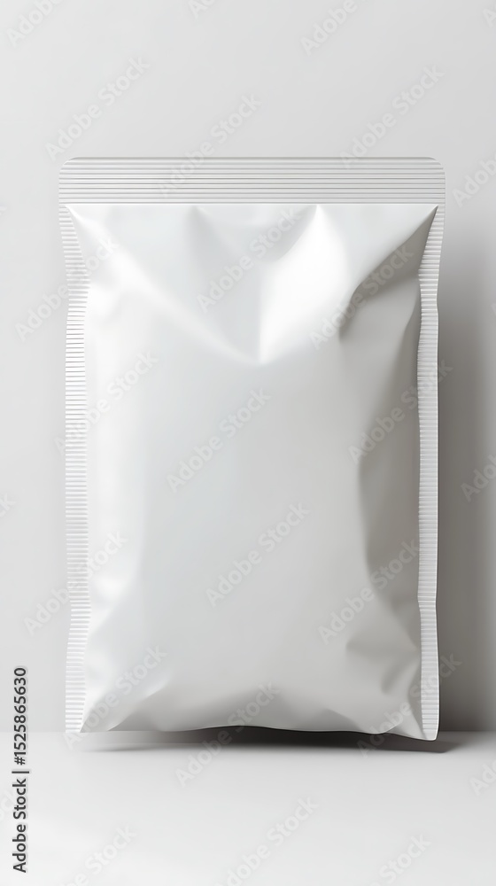 Fototapeta premium Blank, white, flexible packaging pouch.