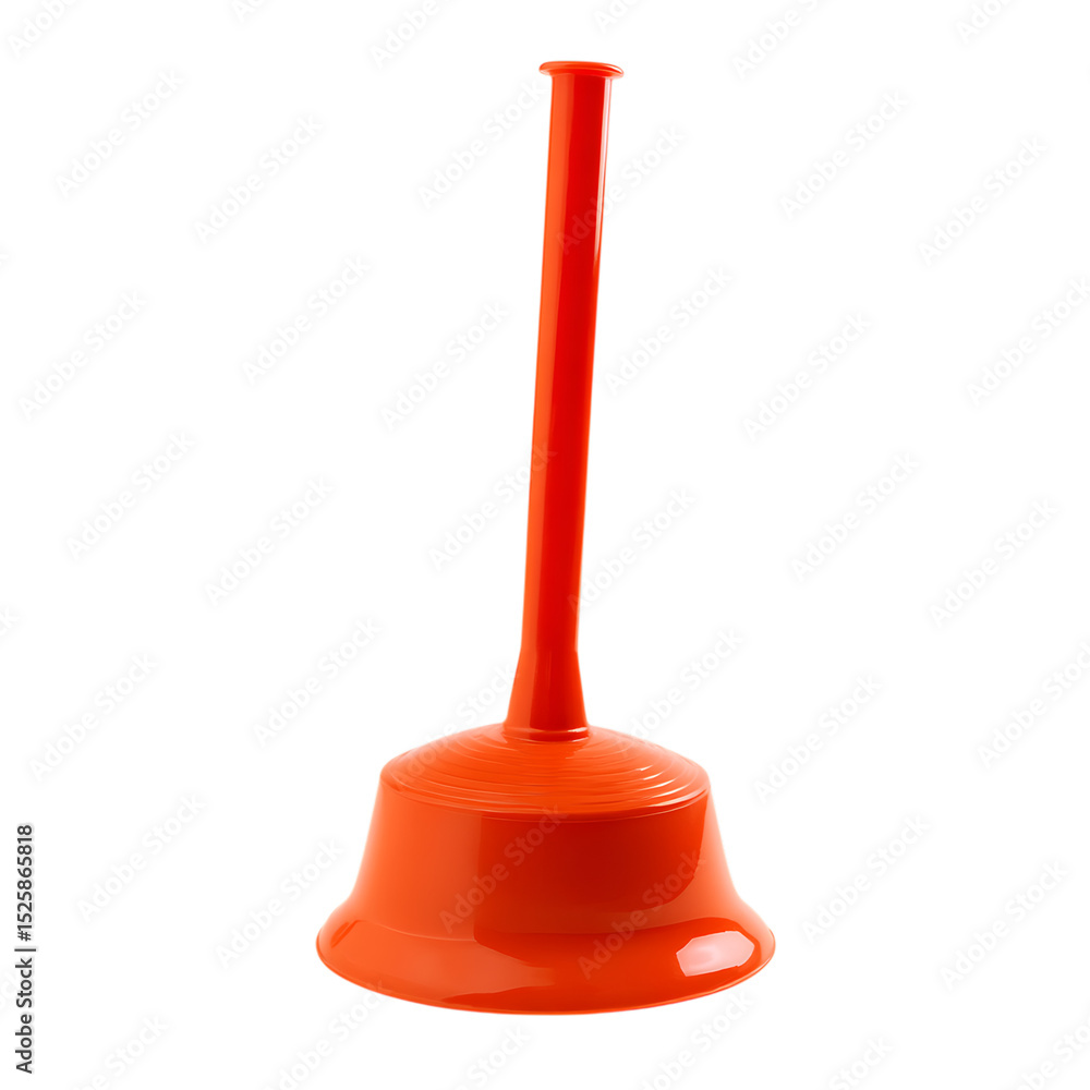 Fototapeta premium Bright orange plastic plunger isolated on transparent background