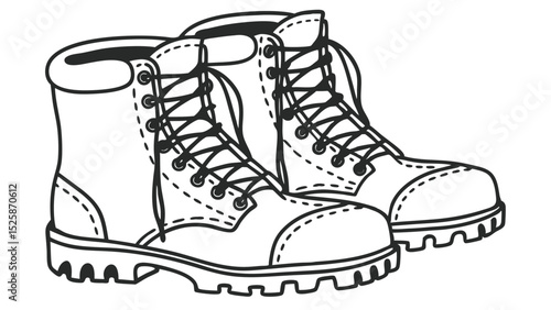Military Combat Boots Silhouette Icon – Rugged Lace-Up Footwear Symbol of Strength and Durability