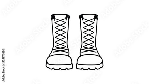 Military Combat Boots Silhouette Icon – Rugged Lace-Up Footwear Symbol of Strength and Durability
