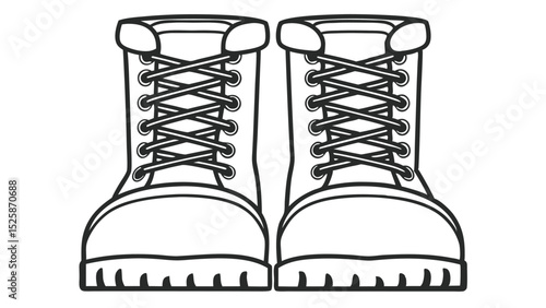 Military Combat Boots Silhouette Icon – Rugged Lace-Up Footwear Symbol of Strength and Durability