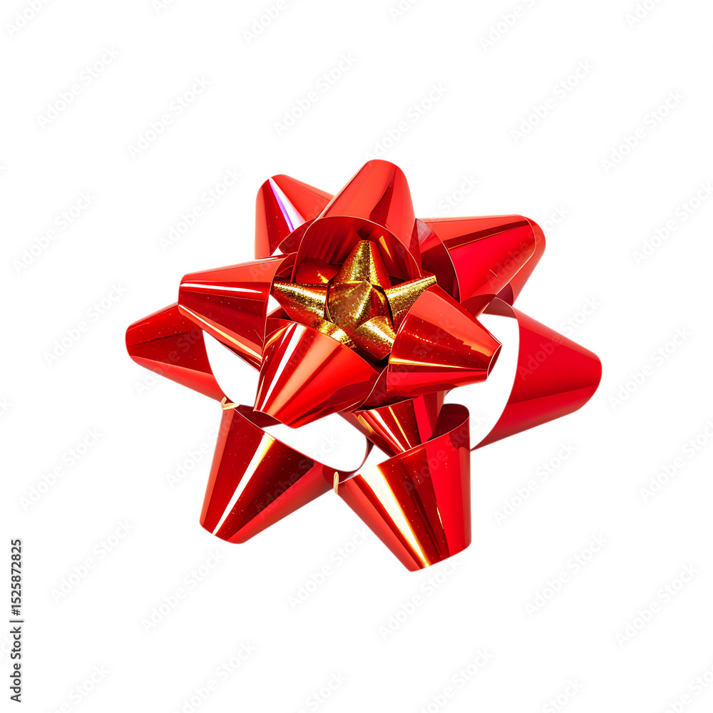 Red and gold gift bow isolated on transparent background Red and gold gift bow isolated on transparent background