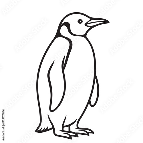 A black and white minimalist vector of a penguin, designed with bold outlines and smooth curves, emphasizing simplicity and clarity.

