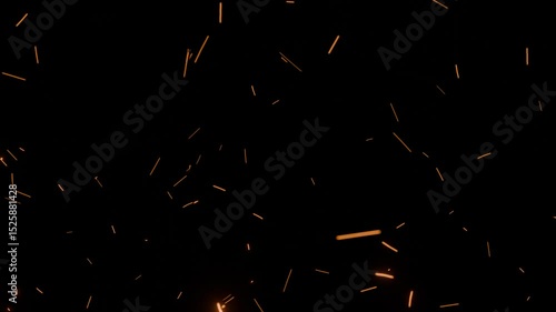 Animated glowing sparks flying across a dark background. Perfect for cinematic transitions, fire effects, or abstract ambient visuals in sci-fi or action scenes.
