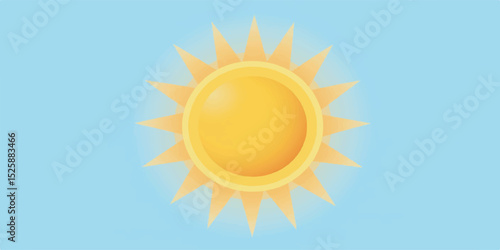 Bright vector illustration of the sun with radiating rays and warm gradient fills, symbolizing energy, warmth, and positivity
