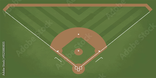 Top-Down Baseball Diamond Vector with Clean Lines and Solid Colors